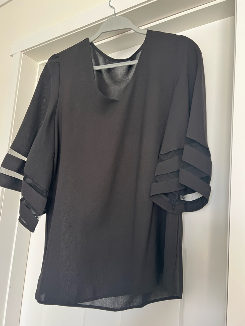 Black Women’s Layered Sleeve Blouse - Unbranded